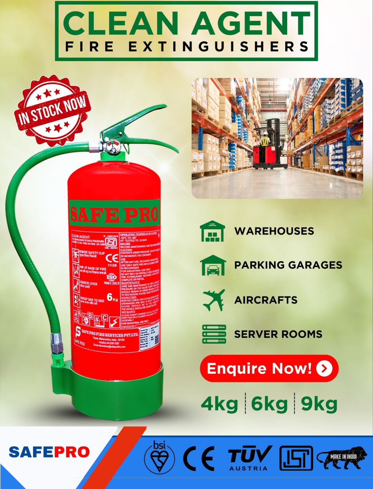 Clean Agent Fire Extinguisher SafePro